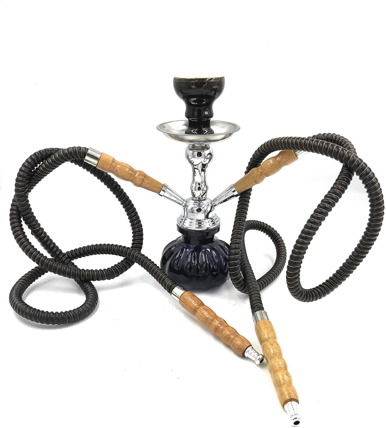 Amazon Com Hookah 2 Hose Set Glass Water Vase Tobacco Bong Smoking Shisha Pipe Hookah Black Color Health Personal Care