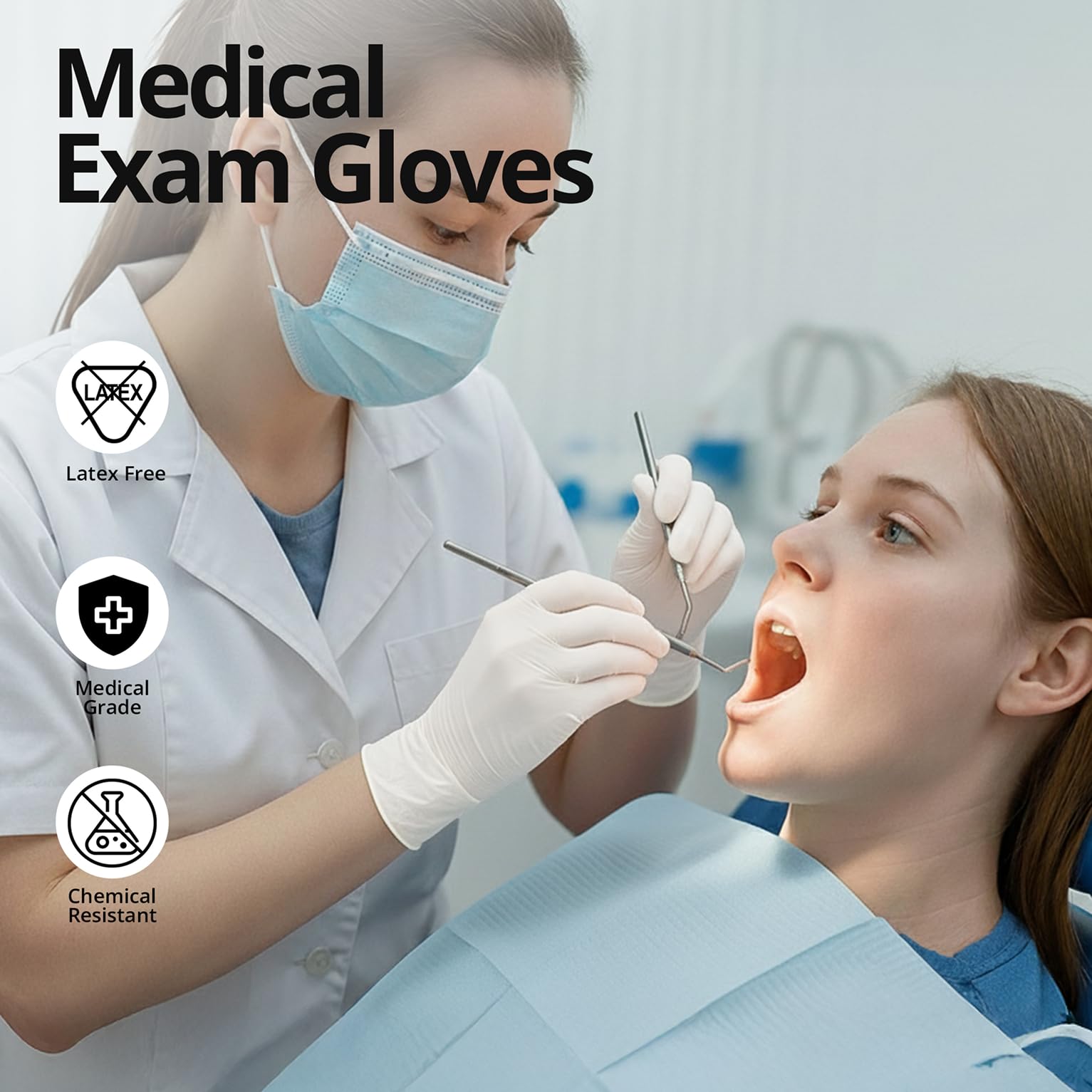 SwiftGrip Disposable Nitrile Exam Gloves, 3-mil, Medium, Box of 50, White Nitrile Gloves Disposable Latex Free for Medical, Cleaning, Cooking & Esthetician, Food-Safe, Powder-Free, Non-Sterile
