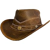 ZEEKSTAR Premium Handcrafted Leather Cowboy Hat with Adjustable String - Classic Western Style