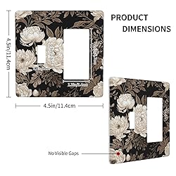 Outlet Covers Black Gold Flowers Leaves Botanical