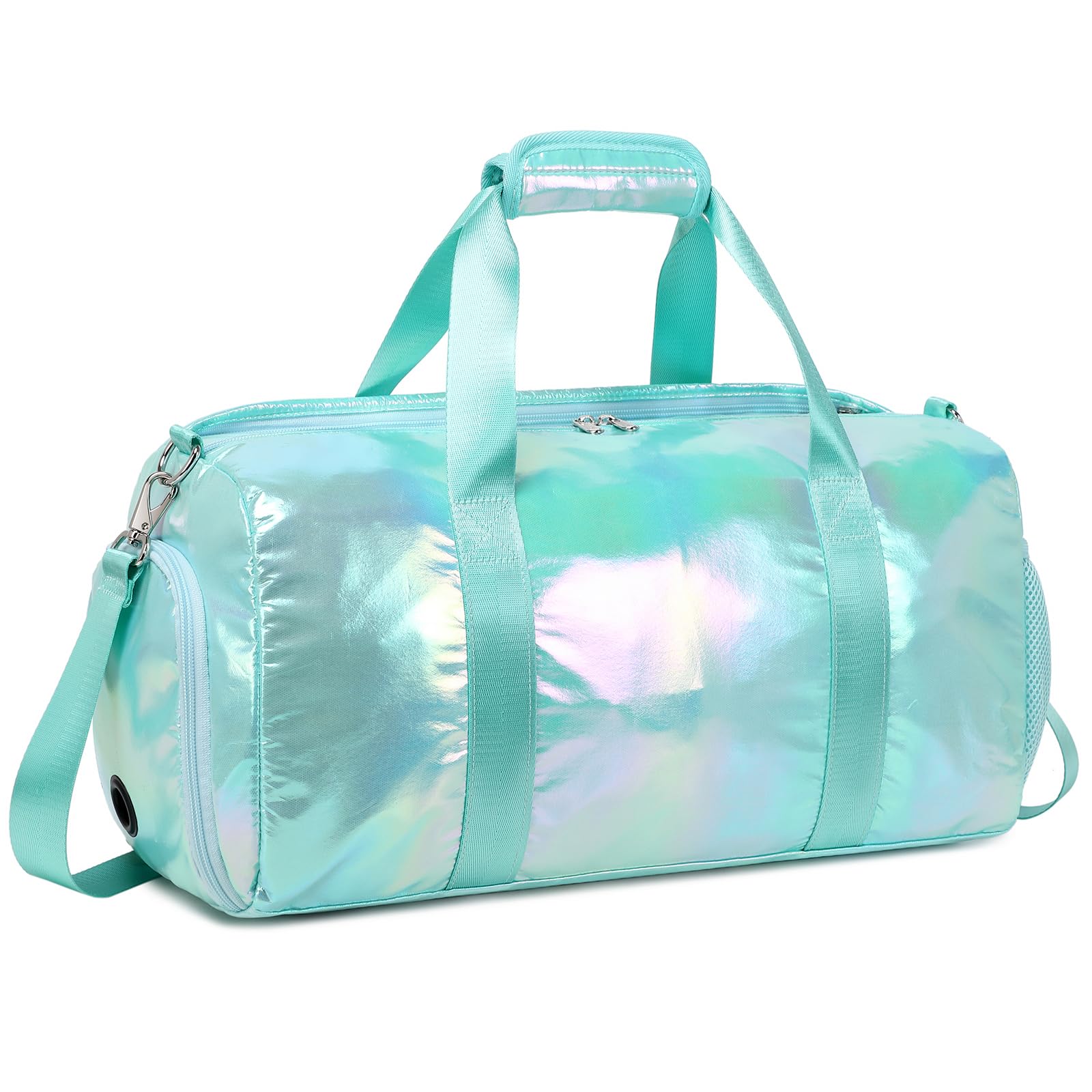 Laser Duffle Bag Girl Sports Duffle Bag for Teens Training Bag Girl Yoga Bag Gym Sport Bag，Girls Travel Bag with Dry Wet Separated with Shoes Compartment