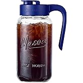 Spreccio Mason Jar Pitcher - Airtight & Leakproof Glass Pitcher with Lid, Perfect for Breastmilk, Cold Brew, and Sun Tea, 2 Quart (64 oz) Mason Jar with Pour Spout Lid
