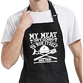Rokasreke Funny BBQ Apron for Men with Pockets, Cooking Aprons for kitchen, Grilling Gifts for Dad Mom Birthday Christmas