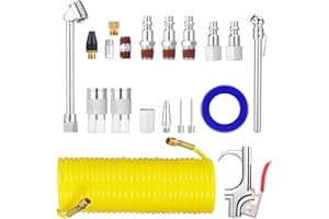 Fippy 20PCS Air Compressor Accessory Kit with Hose, Air Compressor Tool Includes Recoil Air Hose, Air Duster Blow Gun and Nozzles, Air Compressor Fitting