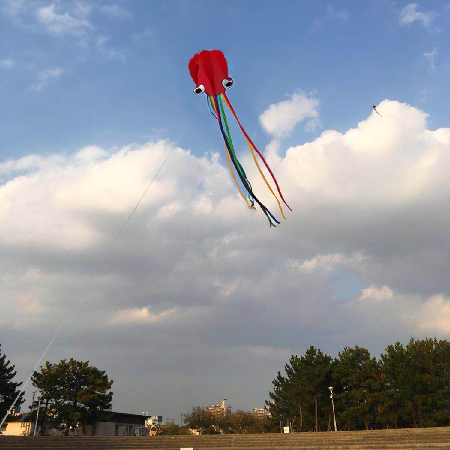 Listenman 2 Pack Kites - Large Rainbow Delta Kite and Red Mollusc Octopus with Long Colorful Tail for Children Outdoor Game,Activities,Beach Trip Great Gift to Kids Childhood Precious Memories: Sports & Outdoors