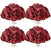 Tigeen 50 Pcs Hydrangea Artificial Flowers Bulk 7.48 Inch Artificial Hydrangeas with Removable Stems Faux Flowers Wedding Decor for Home Garden Party Decoration DIY Project (Burgundy)
