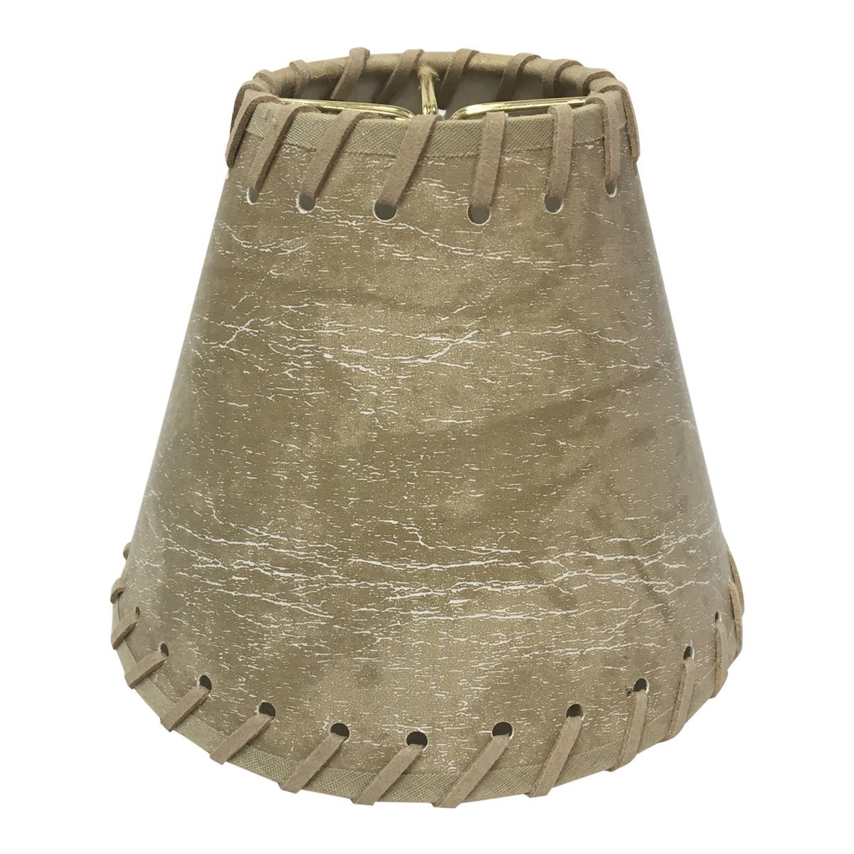 Royal Designs CS-972-6 Faux 2-Tone Leather Chandelier Lamp Shade with Lace, Light Brown