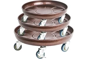 AyaLight Metal Heavy Duty Plant Caddy Round Flower Pot Mover, 3 Pack Mixed of 12", 14" and 16" Rolling Plant Stand with Wheels, Indoor Outdoor Plant Dolly with Casters Planter Tray, Bronze