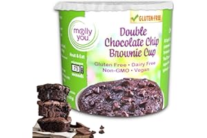 MOLLY&YOU Molly And You Double Chocolate Chip Gluten-Free Brownie Cup (Pack Of 6) - Microwave Brownie Mix in a Cup, Single Serve Dessert Cup Snack - non-GMO, Dairy-Free