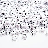 Luyoaozy 300Pcs White Large Square Letter Beads Acrylic 10x10mm A-Z Big Cube Alphabet Beads for Jewelry Making Friendship Bracelets