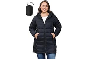 ANOTHER CHOICE Women's Packable Puffer Jacket, Hooded Lightweight Quilted Coat(Plus Size 1X-6X)