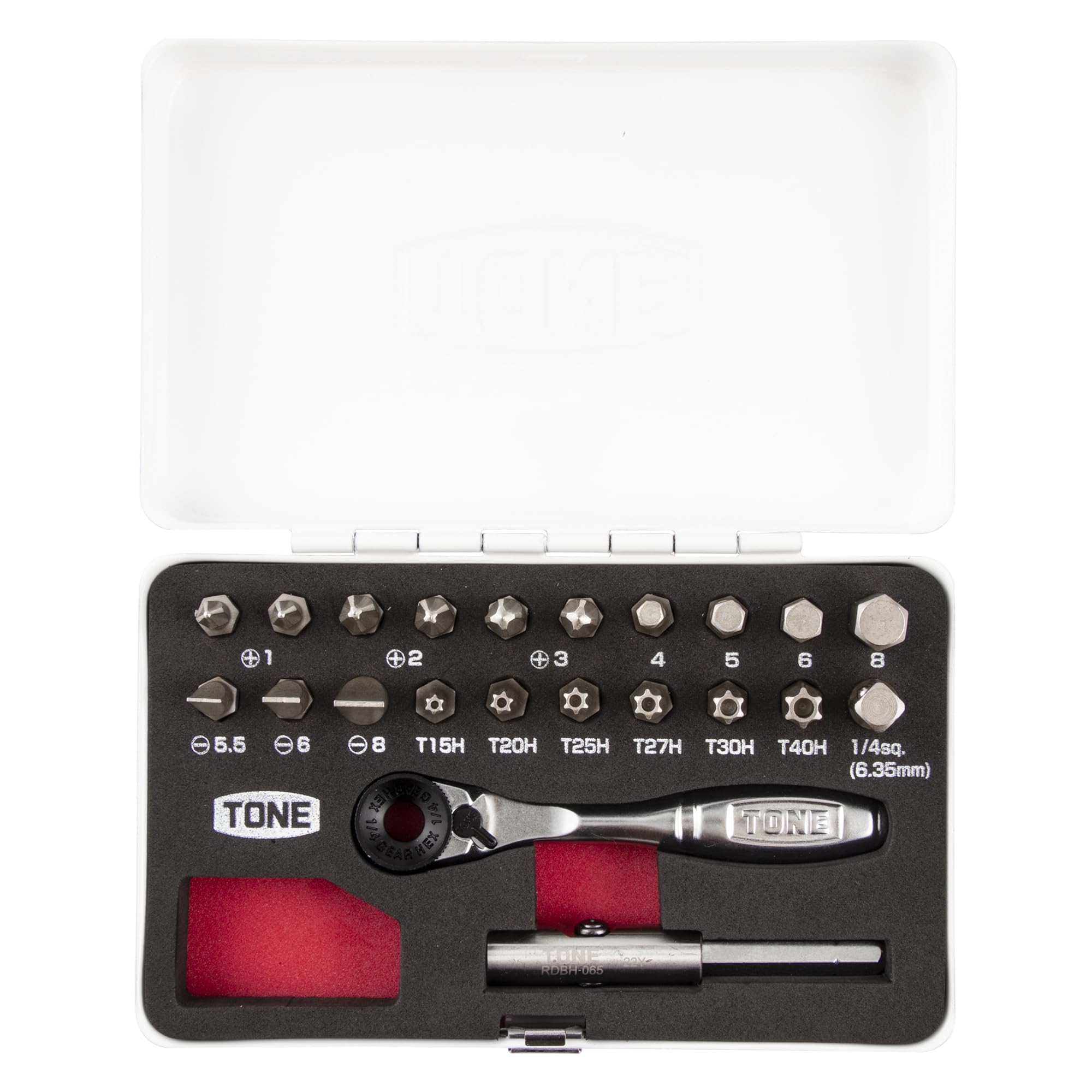 トネ(TONE) ビットラチェットセット BRS20MW ビット差込 &6.35mm(1/4") ホワイト 内容22点商品画像
