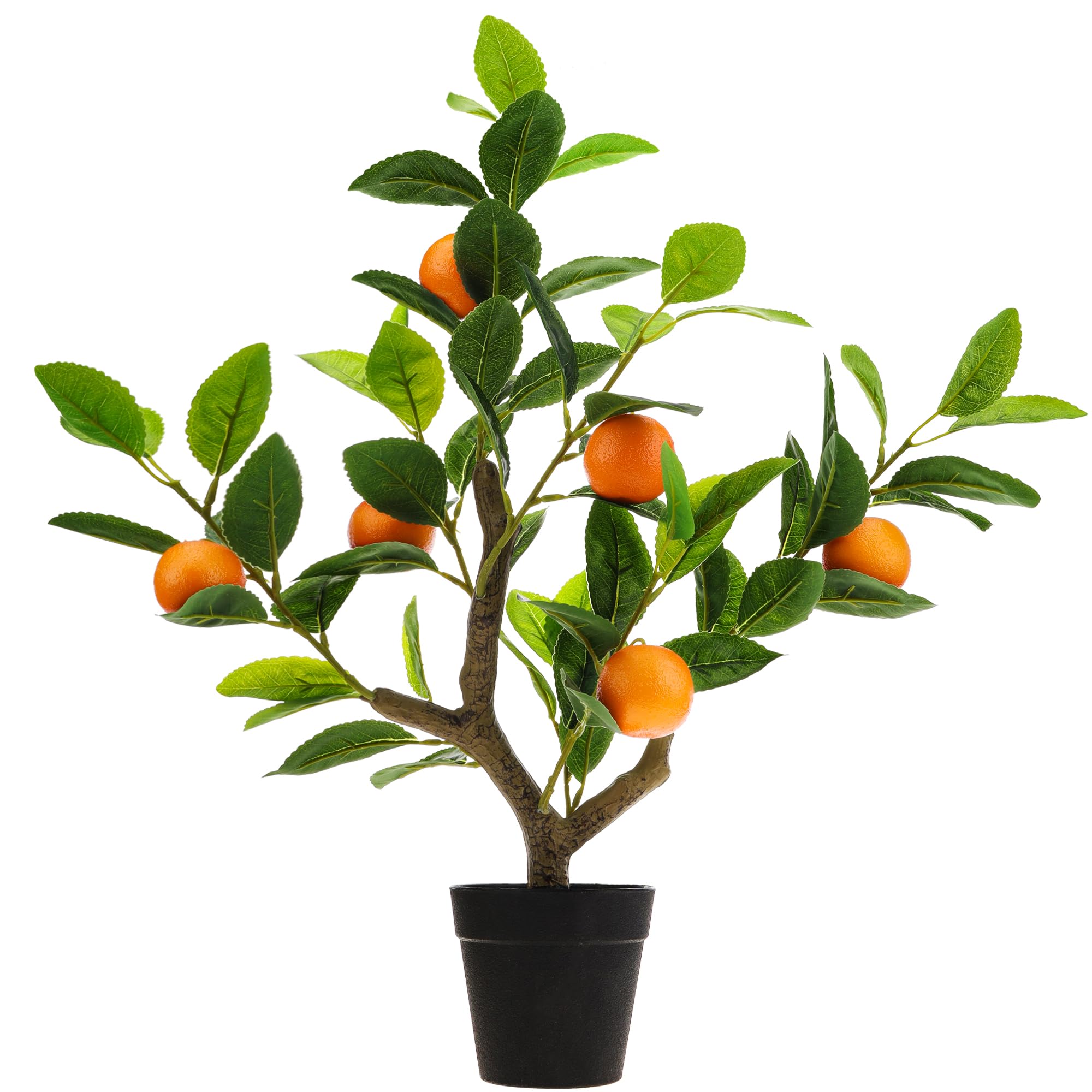 Gresorth 20" Artificial Orange Tree Fake House Green Plant Fruits Decoration with Plastic Pot Realistic Leaves for Home Table Office Garden Indoor Outdoor