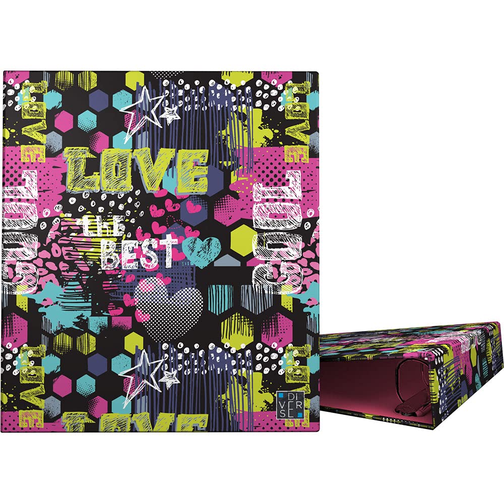 Grafoplás 88172617 A4 Ring Binder, 4 Mixed Rings, 40 mm, Eyelet in Spine, Diverse Cool Collection