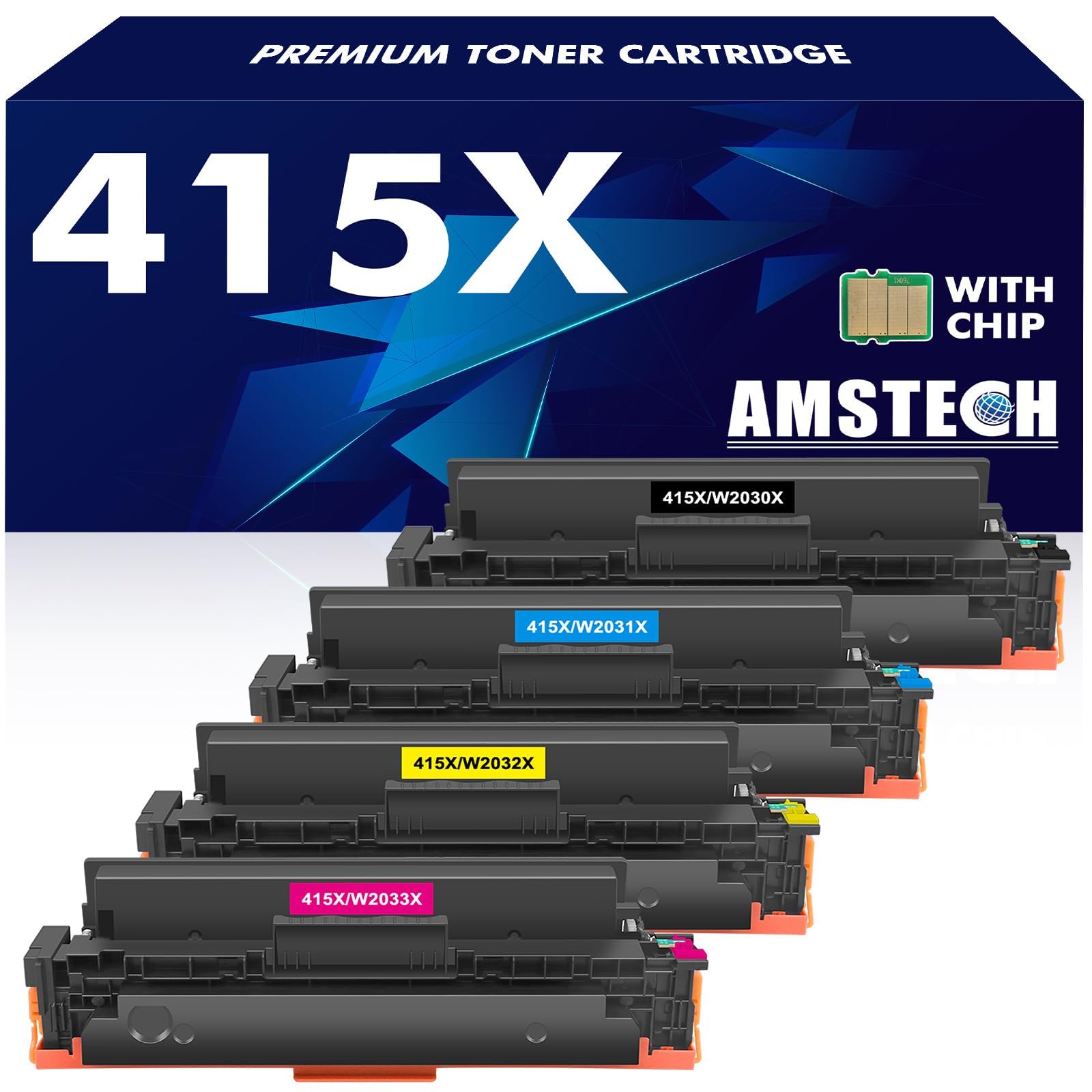 415X 415A Toner: (With Chip) Compatible for HP 415X Toner Cartridge Multipack Color Laserjet Pro MFP M479dw M479fdw M479fnw M479fdn M454dw M454dn W2030X (4 Pack, Black Cyan Yellow Magenta)
