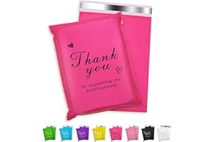 Jowlroel Thank You Poly Mailer 10x13 Inch 100 Pcs, Waterproof and Tear-Resistant Shipping Bags for Clothing, Strong Mailing Bags with Self-Seal, Cute Packaging Bags for Small Business - Rose Red