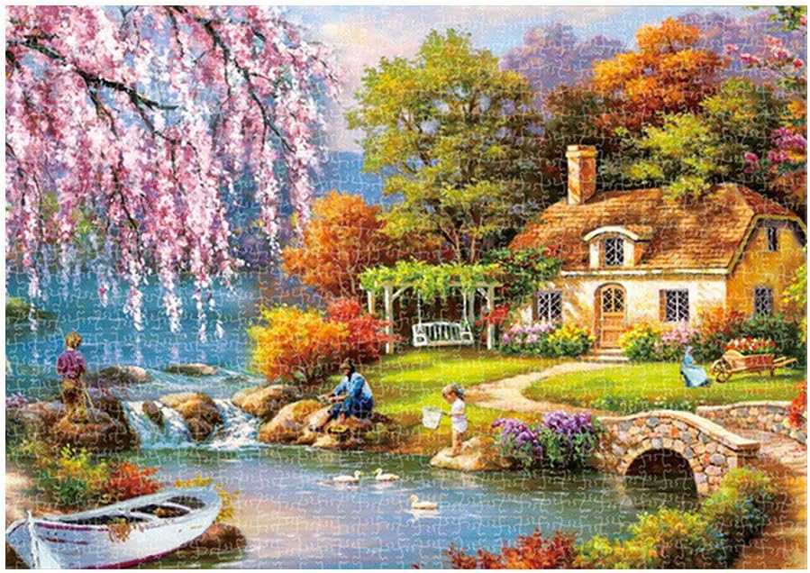 Vcenty 1000 Piece Landscape Puzzle Game Interesting Toys 16.5x11.7 Inch Adults Puzzles Home Decor Festival Gift Intellectual Game Wall Art Large Puzzle Game Jigsaw Puzzles