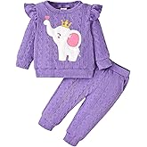 Baby Girl Clothes Outfits Fall Winter Ruffle Long Sleeves Cute Elephant Sweatshirt Pants Set 3-24 Months