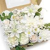 WEIERYUE White Artificial Flowers Combo Box - Wedding Decor, Fake Flowers for Home Decor Indoor, Cake Flowers, Faux Flowers for Crafts