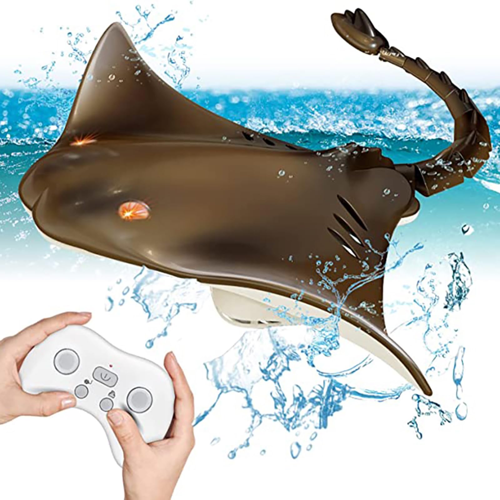 Hylukon Remote Control Shark Boat, 2.4G RC Stingray Toys for Teen, Sealed Waterproof RC Boat with Rechargeable Batteries High Simulation Animal Water Toys