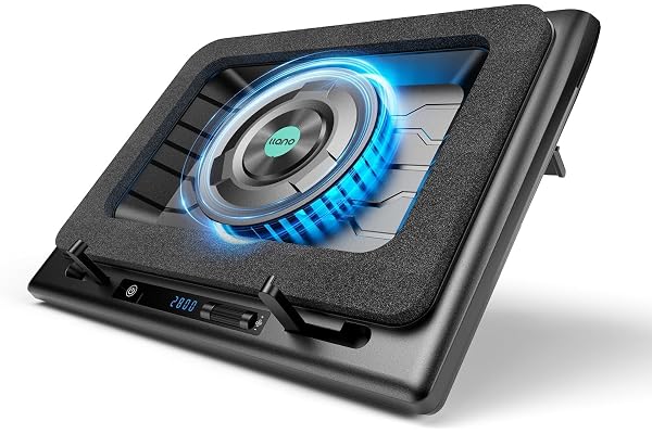 llano V12 Laptop Cooling Pad, Gaming Laptop Cooler Stand with 5.5inch Powerful Turbo Fan, Adjustable Speed, Touch Control, 3-Port USB A, for Fast Cooling Laptop 15.6-19in, Black (No RGB)