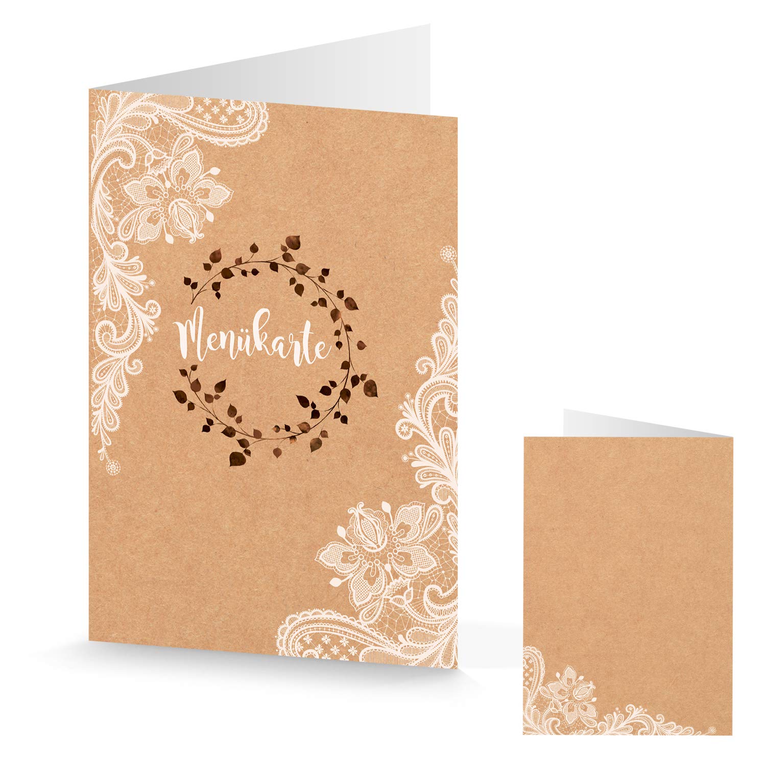 Logbuch-Verlag 10 Menu Cards for Printing & Labelling Wedding Birthday White Kraft Paper Beige Cream