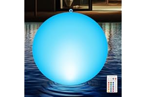 Qoolife Solar Floating Pool Lights, 15'' Solar Pool Lights That Float Outdoor Pool Ball, 16 Color Waterproof LED Night Light, Party Decor for Swimming Pool, Beach, Garden, Lawn, Pathway