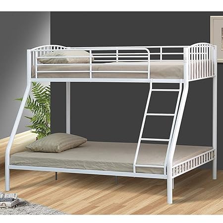 Bakaji Letto A Castello Per Cameretta Bambini Con Scala Scaletta Laterale E Griglia Di Protezione Letto Superiore 2 Posti Singolo E 1 Piazza E Mezza