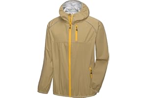 Little Donkey Andy Men's Cycling Stretch Rain Jacket with Hood, Windproof and Waterproof, Ultralight Windbreaker,Packable