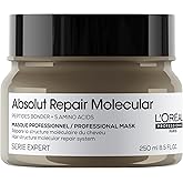 L'Oréal Professionnel Paris Absolut Repair Molecular Hair Mask - Repairs Damage & Restores Strength For Extremely Dry Damaged Hair, Extra Detangling & Hydration, Peptides Bonder