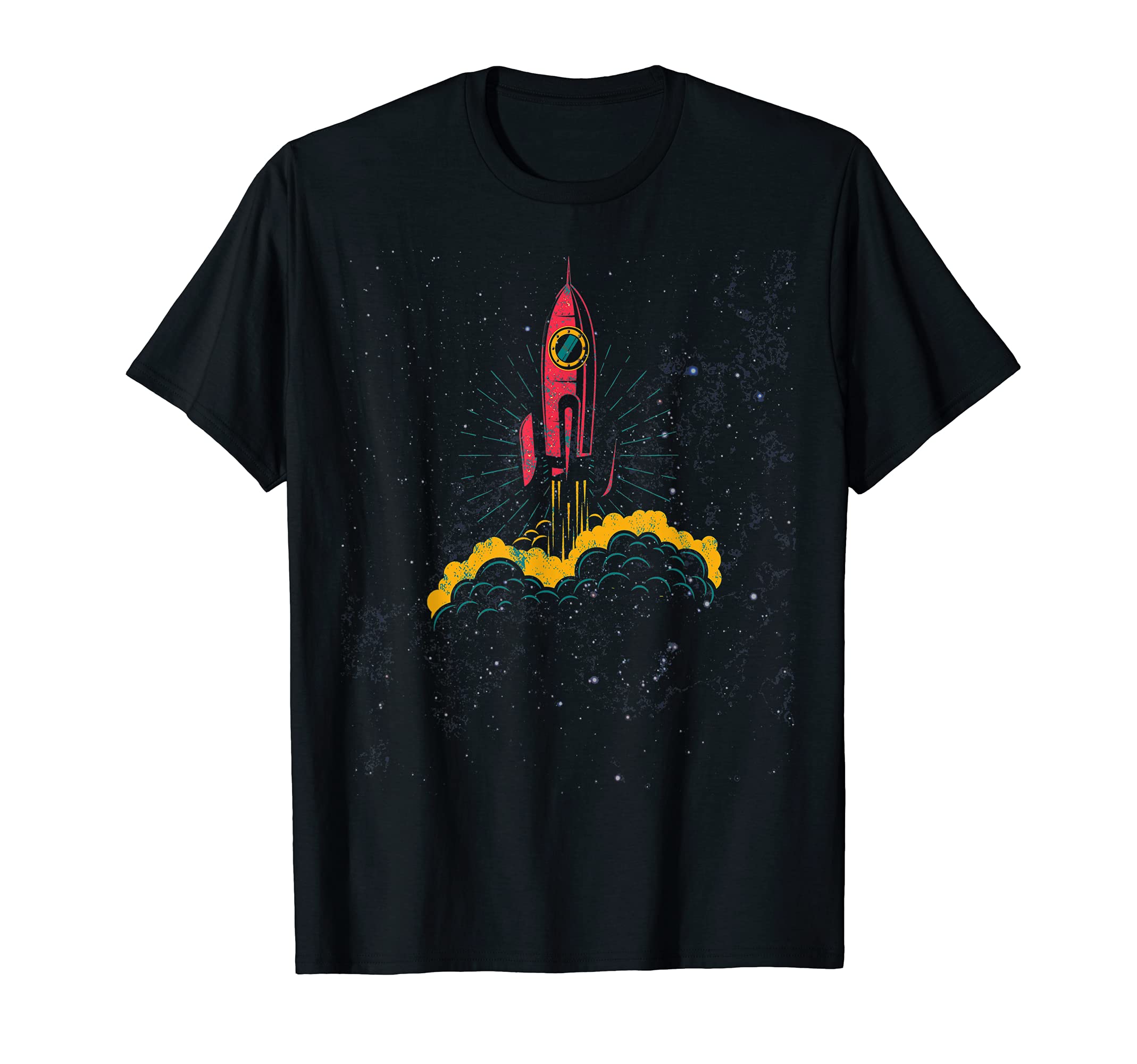 SciFi Steampunk Rocket to Sky at Night with Retro Space Ship T-Shirt
