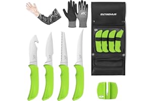 Extremus by KastKing Hunting Knife Set, 4/8-Piece Field Dressing Kit with Gut Hook Skinning Knife, Caping Knife & Bone Saw for Deer, Elk & Big Game, Hunting Gear and Accessories, Gifts for Men