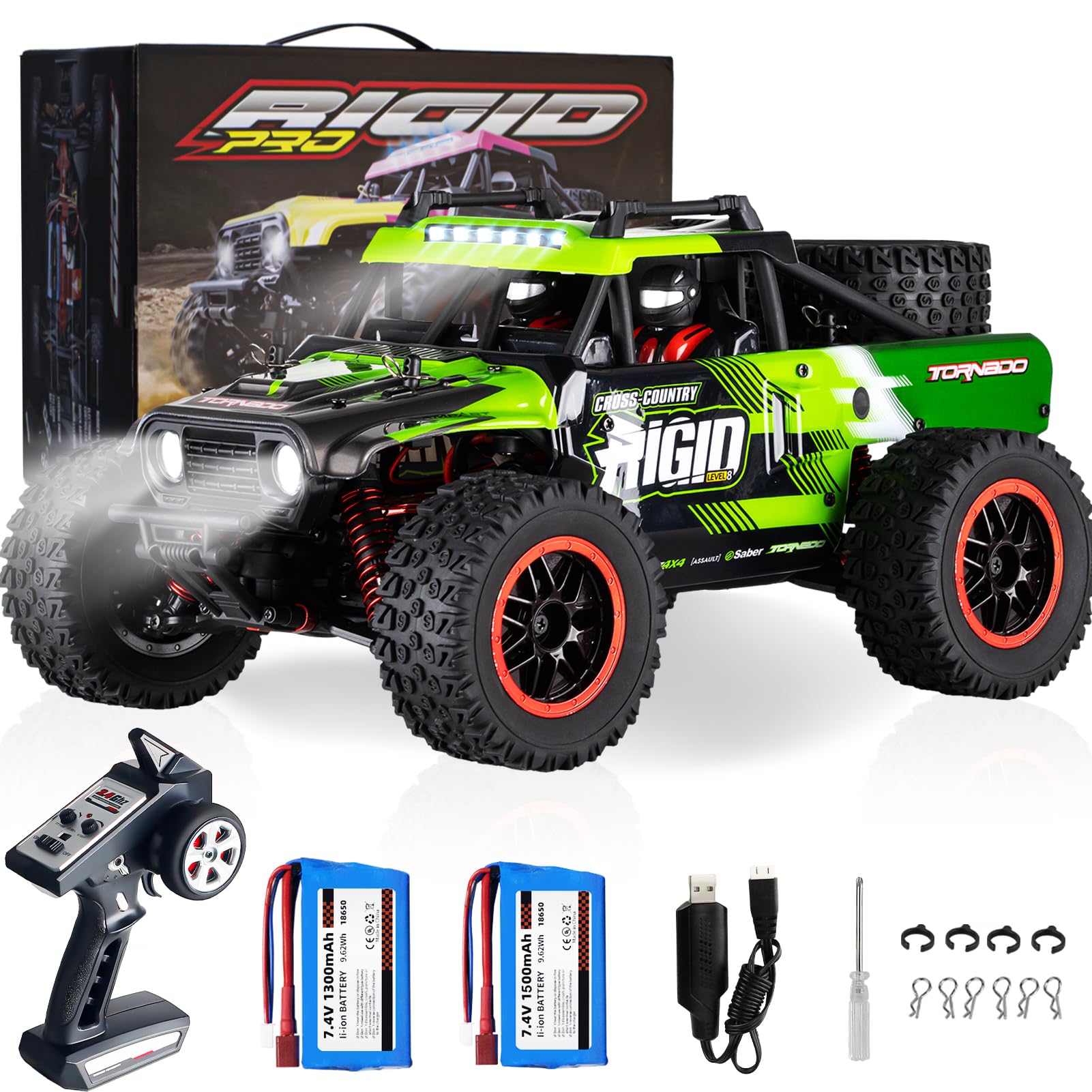 Photo 1 of Yidedraw 1:14 RC Cars Fast 50 KMH Remote Control Car 4X4 RC Truck for Kids Adults Boys 2.4 GHz All Terrains RC Dune Buggy Off-Road RC Monster Truck Short Course Car with 2 Batteries (Green)