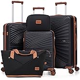 Eeeza Luggage Sets 5 Piece, Suitcases with Wheels, ABS Hard Case Luggage with TSA Lock Spinner Wheels, Carry On Luggage Set (20/24/28 inch)