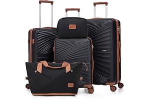 Eeeza Luggage Sets 5 Piece, Suitcases with Wheels, ABS Hard Case Luggage with TSA Lock Spinner Wheels, Carry On Luggage Set (20/24/28 inch)