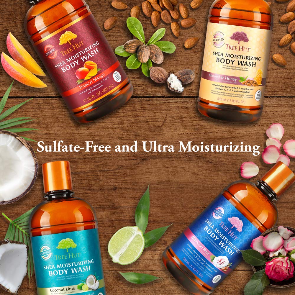 Tree Hut Shea Moisturizing Body Wash Moroccan Rose, 17oz, Ultra Hydrating Body Wash for Nourishing Essential Body Care : Beauty