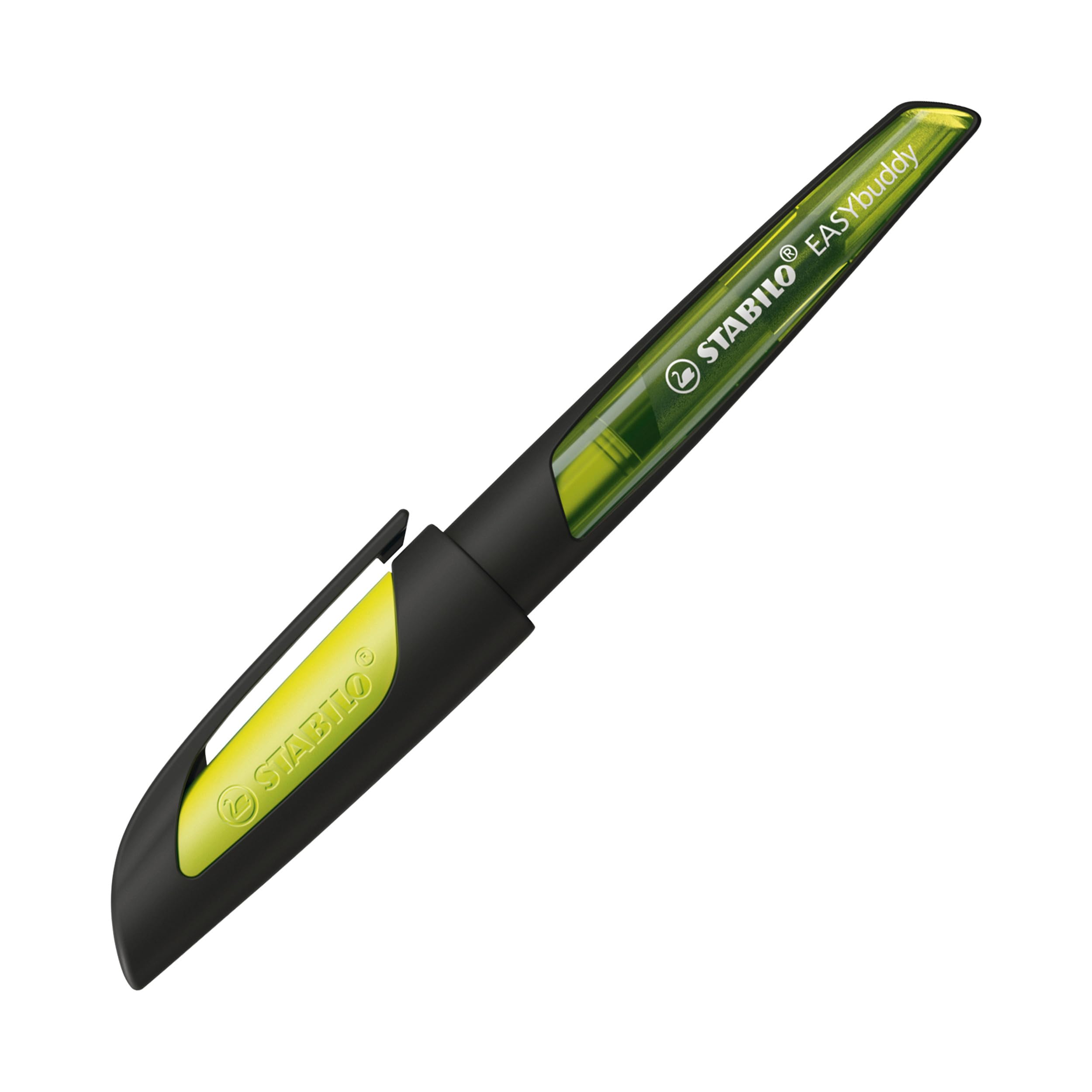 Ergonomic School Fountain Pen - STABILO EASYbuddy - A Nib - Black/Lime