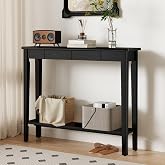AQIMUELE Wood Console Table with Drawers, Mid Century Modern Console Table Black for Entryway, Living Room, Hall Way.