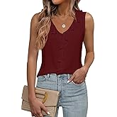 LUXVEER Women's Dressy Casual Blouses Sleeveless V Neck Ruffle Tank Tops 2026 Trendy Summer Ladies Business Work Shirts