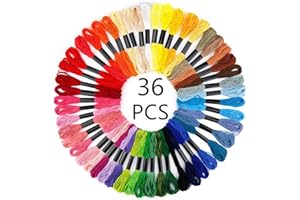 Dimensean 36 Pcs Embroidery Threads DMC Cross Stitch Cotton Floss Skeins Hand Craft Premium Rainbow DIY Sewing Tool Multiple 