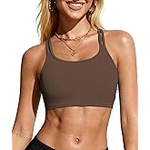 Komorebi Women's Bikini Top, Scoop Neck Bathing Suit Top with Adjustable Criss Cross Back, Padded Sports Bra Swim Tops Only