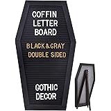 SOLEJAZZ Coffin Letter Board, Gothic Decor Message Board with 730 Precut White & Gold Characters, Creepy & Spooky Decor Lette