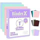 4 Pack 3 Ring Binders 1 Inch, Sooez Extra Durable