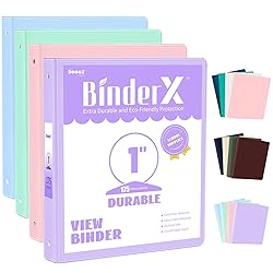4 Pack 3 Ring Binders 1 Inch, Sooez Extra Durable