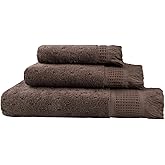 SOFE H&L | NADIAS Luxury Bath Towels Set of 3 (1 Bath Towel 1 Hand Towel 1 Wash Cloth) Coffee | Light, Premium, Soft, Durable, Absorbent - Hotel Quality Turkish Bath Towels for Bathroom