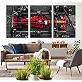 Sami Eymur Ferrari Formula 1 Pit Stop Wall Art Canvas Print | 3 Panel Large Racing Car Wall Decor for Living Room, Office, Man Cave, Dorm, Ready to Hang | 3 Panels (ONLY)/Total 72x36