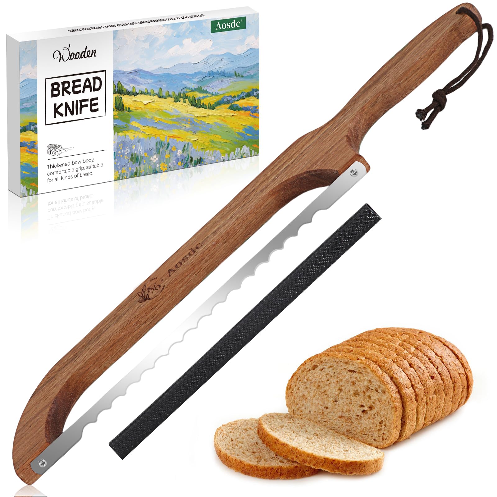 Photo 1 of Aosdc Sourdough Bread Knife,Bread Bow, 15.8'' Serrated Bread Knife for Homemade Bread with Reliable Sourdough Crafting, Ergonomic Handler, Premium Sharpness Blade