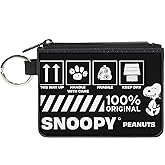 Buckle-Down Peanuts Wallet, Coin Purse, Peanuts Snoopy Care Symbols 100% Original Black White, Canvas