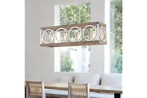 XINGQI Brushed Nickel Kitchen Island Chandelier 31.5" Linear Modern Farmhouse 4-Light for Dining Room Over Table Rectangle Vi