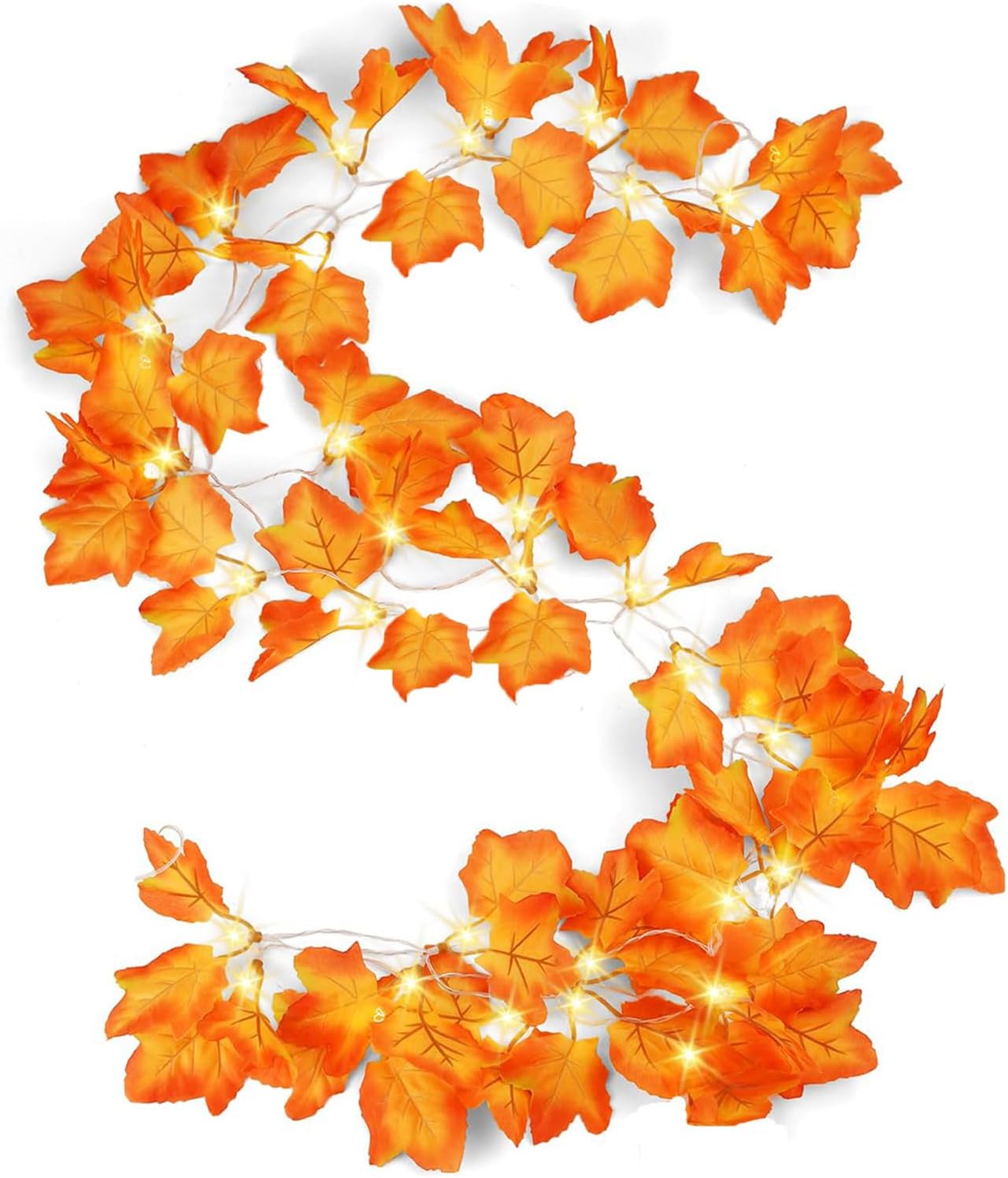 Wreaths, Garlands & Swags - Fall Garland with Lights Clearance - 9.8Ft Fall Leaves Garland Maple Leaf Garland with LED Lights for Autumn Home Fireplace Front Door Wedding Thanksgiving Christmas